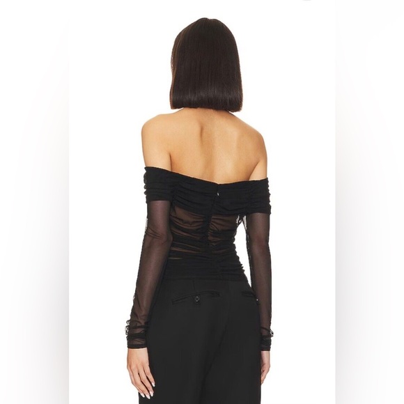 AMANDA UPRICHARD X Revolve Nellia Blouse Y2K Sheer Mesh 3D Rosette Top - Picture 5 of 16